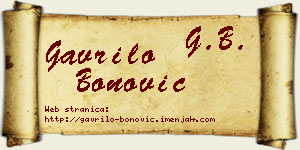 Gavrilo Bonović vizit kartica